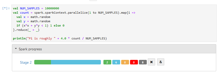 Figure: As part of its integration with Spark, BeakerX includes a job tracking widget