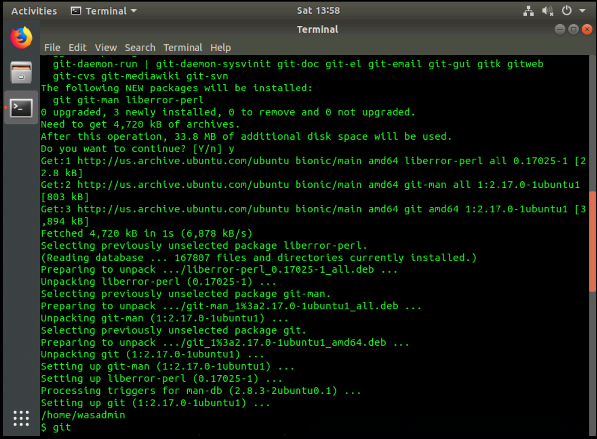 Screenshot: Git Install Output