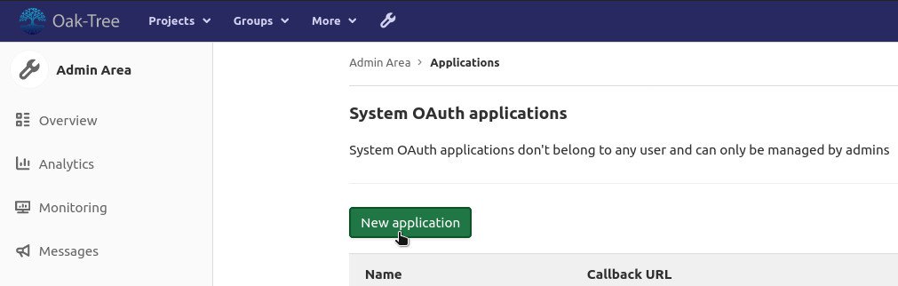 GitLab create application