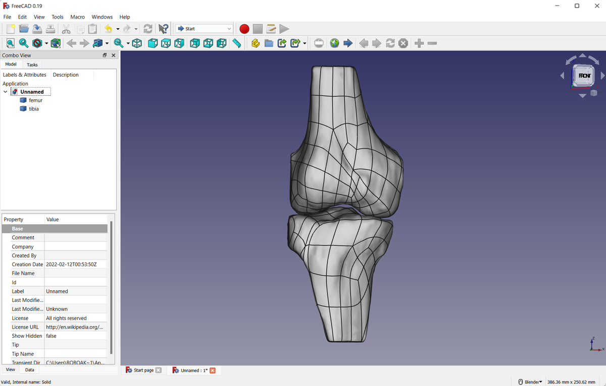 Sonador 3D: Knee Models in FreeCAD