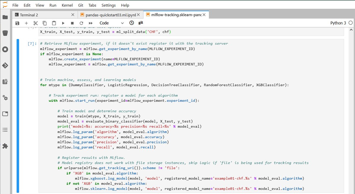 MLflow: MLflow can be used from within Jupyter to track training runs and log their parameters